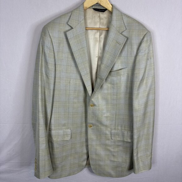 Samuelsohn Scabal silk wool tan plaid blazer Soft Men 42XL O’Connors luxury - Picture 1 of 8
